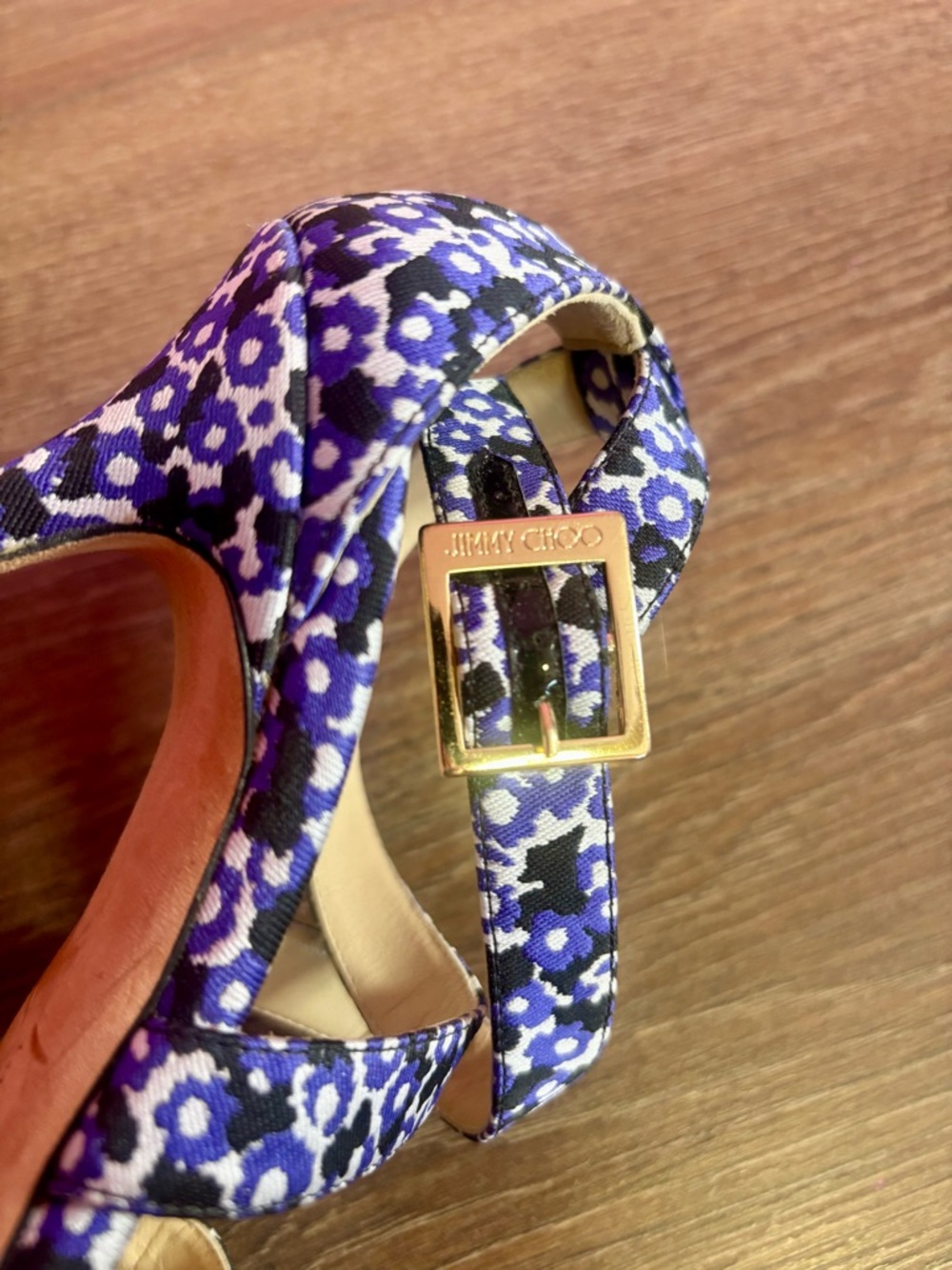 RARE Jimmy Choo blue “Lynn” floral strappy heel sandals (U.S size 6.5) - Picture 7 of 9
